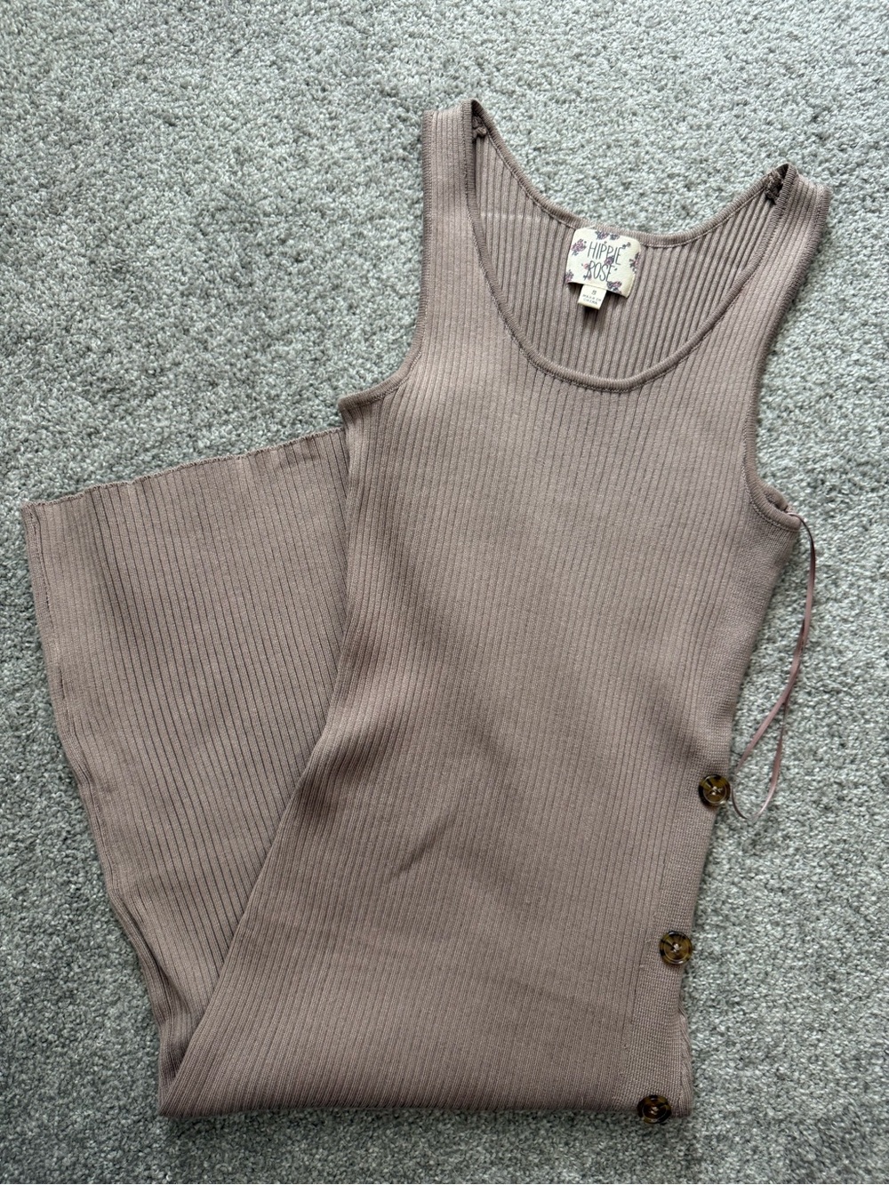 Hippie Rose Ribbed Tank Dress in Mauve Taupe